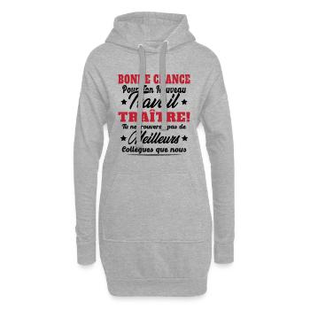 Départ Collègue Travail Bonnce Chance Cadeau Drôle - Sweat-shirt à capuche long Femme - gris chiné - Devant