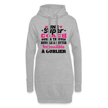 Une Super Coach Idée Femme Cadeau Humour - Sweat-shirt à capuche long Femme - gris chiné - Devant