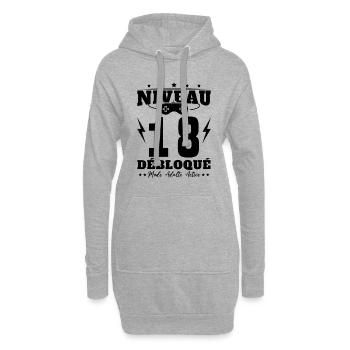 Niveau 18 Débloqué Anniversaire 18 Ans - Sweat-shirt à capuche long Femme - gris chiné - Devant