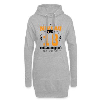 Niveau 18 Débloqué Anniversaire 18 Ans - Sweat-shirt à capuche long Femme - gris chiné - Devant