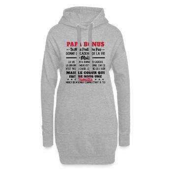 Papa Bonus Cadeau Humour Fête des pères - Sweat-shirt à capuche long Femme - gris chiné - Devant