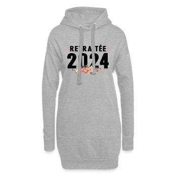 Retraitée 2024 - Sweat-shirt à capuche long Femme - gris chiné - Devant