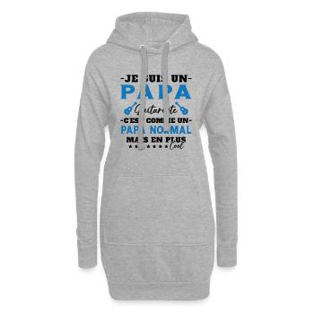 Papa guitariste comme un papa normal plus cool - Sweat-shirt à capuche long Femme - gris chiné - Devant