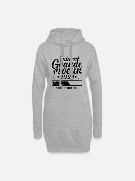 Zukünftige große Schwester 2024 - Hoodie-Kleid - Grau meliert