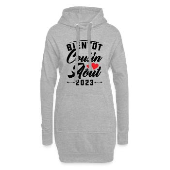 Bald Cousine August 2023 Schwangerschaftsankündigung - Hoodie-Kleid - Grau meliert - Vorne