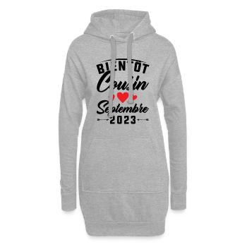 Bientôt Cousin Septembre 2023, Annonce Grossesse - Sweat-shirt à capuche long Femme - gris chiné - Devant