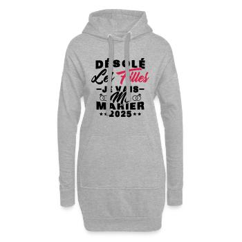 Désolé les filles je vais me marier 2025 - Sweat-shirt à capuche long Femme - gris chiné - Devant