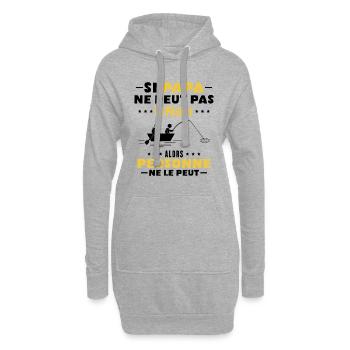 Papa pêcheur - Sweat-shirt à capuche long Femme - gris chiné - Devant