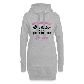 Je suis une marraine qui déchire sa race t-shirt - Sweat-shirt à capuche long Femme - gris chiné - Devant