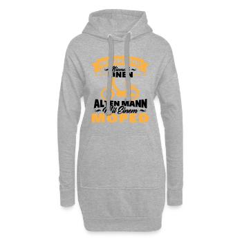 Alten mann mit einem Moped - Hoodie-Kleid - Grau meliert - Vorne