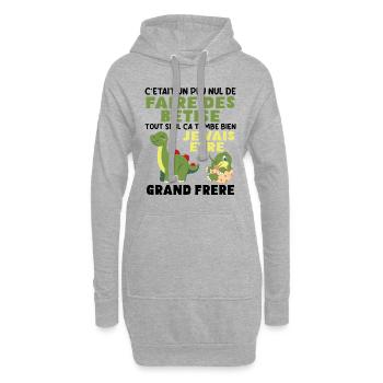 Futur Grand Frère Dinosaure Grand Frère Cadeau - Sweat-shirt à capuche long Femme - gris chiné - Devant