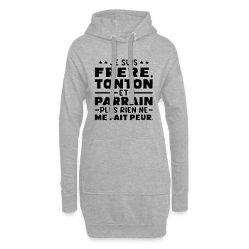 Frère tonton et Parrain - Sweat-shirt à capuche long Femme - gris chiné - Devant