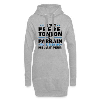 Frère tonton et Parrain - Sweat-shirt à capuche long Femme - gris chiné - Devant