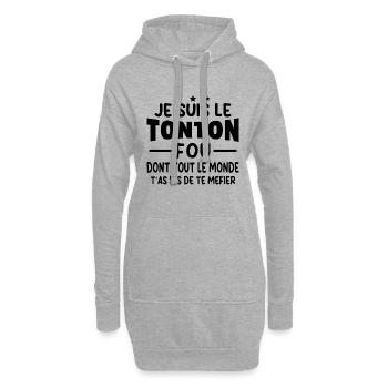 Je Suis Le Tonton Fou Humour Cadeau Meilleur Oncle - Sweat-shirt à capuche long Femme - gris chiné - Devant