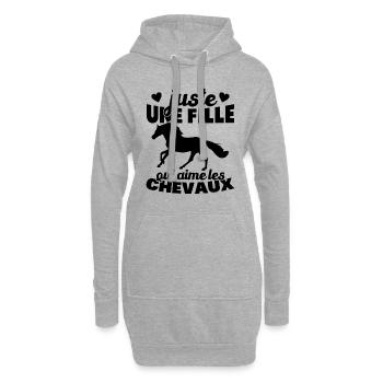 Juste une fille qui aime les chevaux humour - Sweat-shirt à capuche long Femme - gris chiné - Devant
