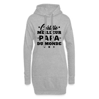 Certifié meilleur papa du monde - Sweat-shirt à capuche long Femme - gris chiné - Devant