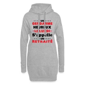 Un gendarme heureux le lundi s appelle un retraité - Sweat-shirt à capuche long Femme - gris chiné - Devant