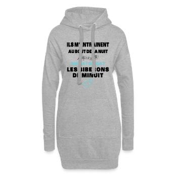 Biberons de Minuit Humour Naissance Humour Cadeau - Sweat-shirt à capuche long Femme - gris chiné - Devant
