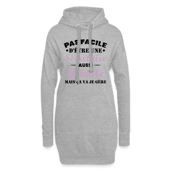Secrétaire géniale cadeau drôle secrétaire - Sweat-shirt à capuche long Femme - gris chiné - Devant