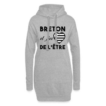 Bretagne - Breton et fier de l'être Fierté région - Sweat-shirt à capuche long Femme - gris chiné - Devant