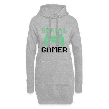 Sérial Gamer humour console jeux vidéos ado geek - Sweat-shirt à capuche long Femme - gris chiné - Devant