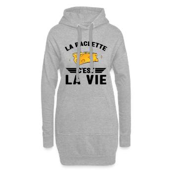 La Raclette C est La Vie Humour Raclette Fromage - Sweat-shirt à capuche long Femme - gris chiné - Devant