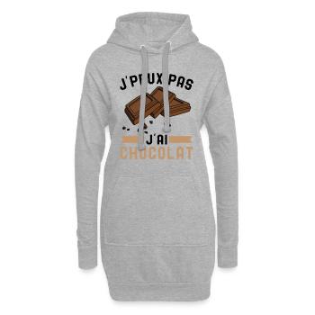 Je Peux Pas J'Ai Chocolat Humour Chocolatine - Sweat-shirt à capuche long Femme - gris chiné - Devant