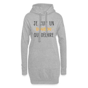 Je suis un Doudou qui déchire Humour Doudou - Sweat-shirt à capuche long Femme - gris chiné - Devant