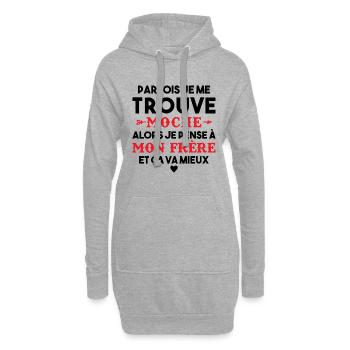 Parfois Je me trouve moche frère Cadeau Drole - Sweat-shirt à capuche long Femme - gris chiné - Devant
