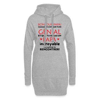 body bébé papa magnifique et fantastique maman - Sweat-shirt à capuche long Femme - gris chiné - Devant