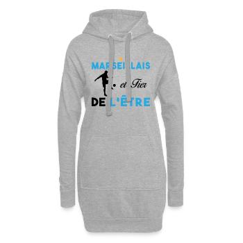 J'aime Marseille Je suis Supporter de Marseille - Sweat-shirt à capuche long Femme - gris chiné - Devant