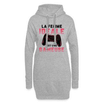 La femme idéale est une gameuse cadeau geek humour - Sweat-shirt à capuche long Femme - gris chiné - Devant