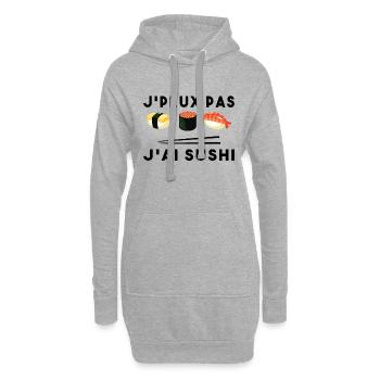 Je peux pas J'ai Sushi Humour Cadeau Drôle Sushis - Sweat-shirt à capuche long Femme - gris chiné - Devant