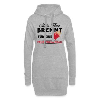 Mein Herz brennt für eine Feuerwehrfrau - Hoodie-Kleid - Grau meliert - Vorne