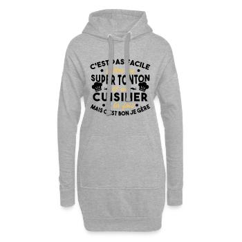 Super Tonton et un Cuisinier Cadeau Humour - Sweat-shirt à capuche long Femme - gris chiné - Devant