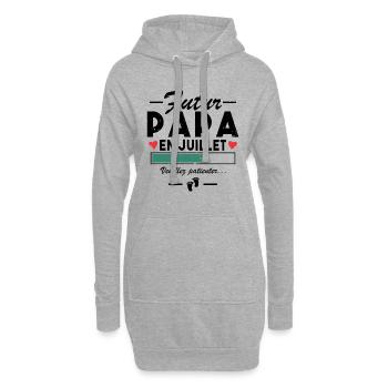 Werdender Papa im Juli Schwangerschaftsankündigung an Papa - Hoodie-Kleid - Grau meliert - Vorne