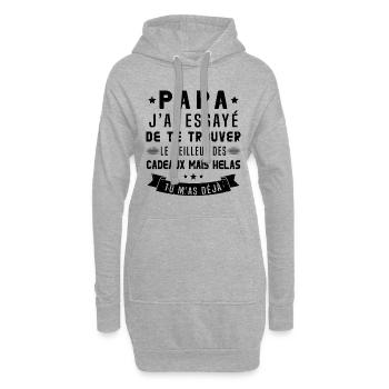 Papa J'ai Essayé De Te Trouver Le Meilleur Cadeau - Sweat-shirt à capuche long Femme - gris chiné - Devant