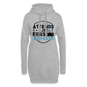 Moment, ich beende mein Spiel - Hoodie-Kleid - Grau meliert - Vorne