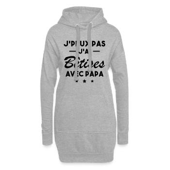 je peux pas j'ai bêtise avec papa - humour enfant - Sweat-shirt à capuche long Femme - gris chiné - Devant