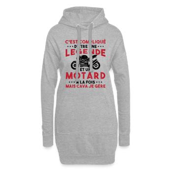 C'est compliqué d'être une Légende et un Motard - Sweat-shirt à capuche long Femme - gris chiné - Devant