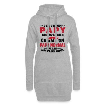 Un papy moustache comme un papy normal - Sweat-shirt à capuche long Femme - gris chiné - Devant