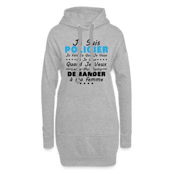 Policier En Couple Idée Cadeau Pour Mon Mari - Sweat-shirt à capuche long Femme - gris chiné - Devant