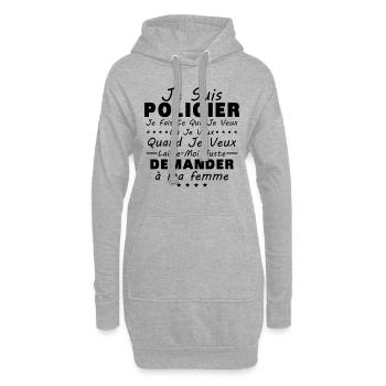 Policier En Couple Idée Cadeau Pour Mon Mari - Sweat-shirt à capuche long Femme - gris chiné - Devant
