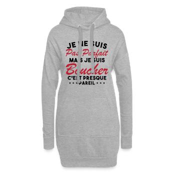 Je Ne Suis Pas Parfaite Mais Je Suis Boucher - Sweat-shirt à capuche long Femme - gris chiné - Devant