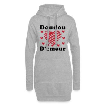 Doudou D'amour Cadeau Saint Valentin - Sweat-shirt à capuche long Femme - gris chiné - Devant
