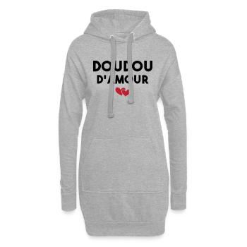 Doudou D'amour Cadeau Saint Valentin - Sweat-shirt à capuche long Femme - gris chiné - Devant
