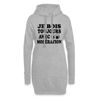 Je Bois Toujours Avec Modération Humour Apéro - Sweat-shirt à capuche long Femme - gris chiné - Devant