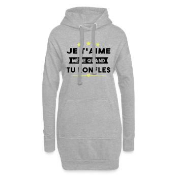 Couple Saint Valentin Je T'aime Quand Tu Ronfles - Sweat-shirt à capuche long Femme - gris chiné - Devant