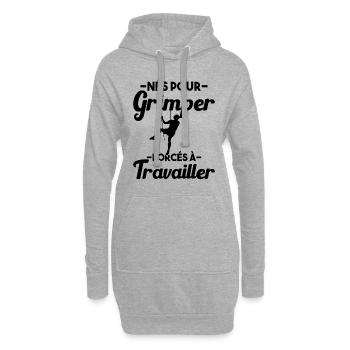 Né Pour Grimper Escaladeur Humour Cadeau - Sweat-shirt à capuche long Femme - gris chiné - Devant