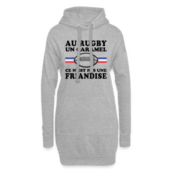 Au Rugby Un Caramel C'est Pas Une Friandise - Sweat-shirt à capuche long Femme - gris chiné - Devant